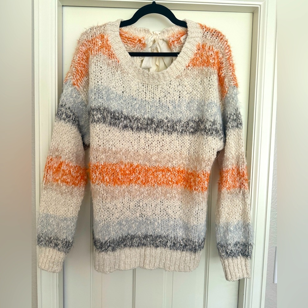 Anthropologie Meadow Rue Striped Sorbet Fuzzy Sweater